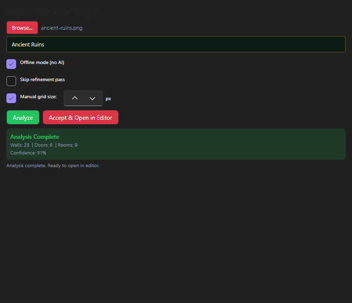 RPGadget current map import workflow result